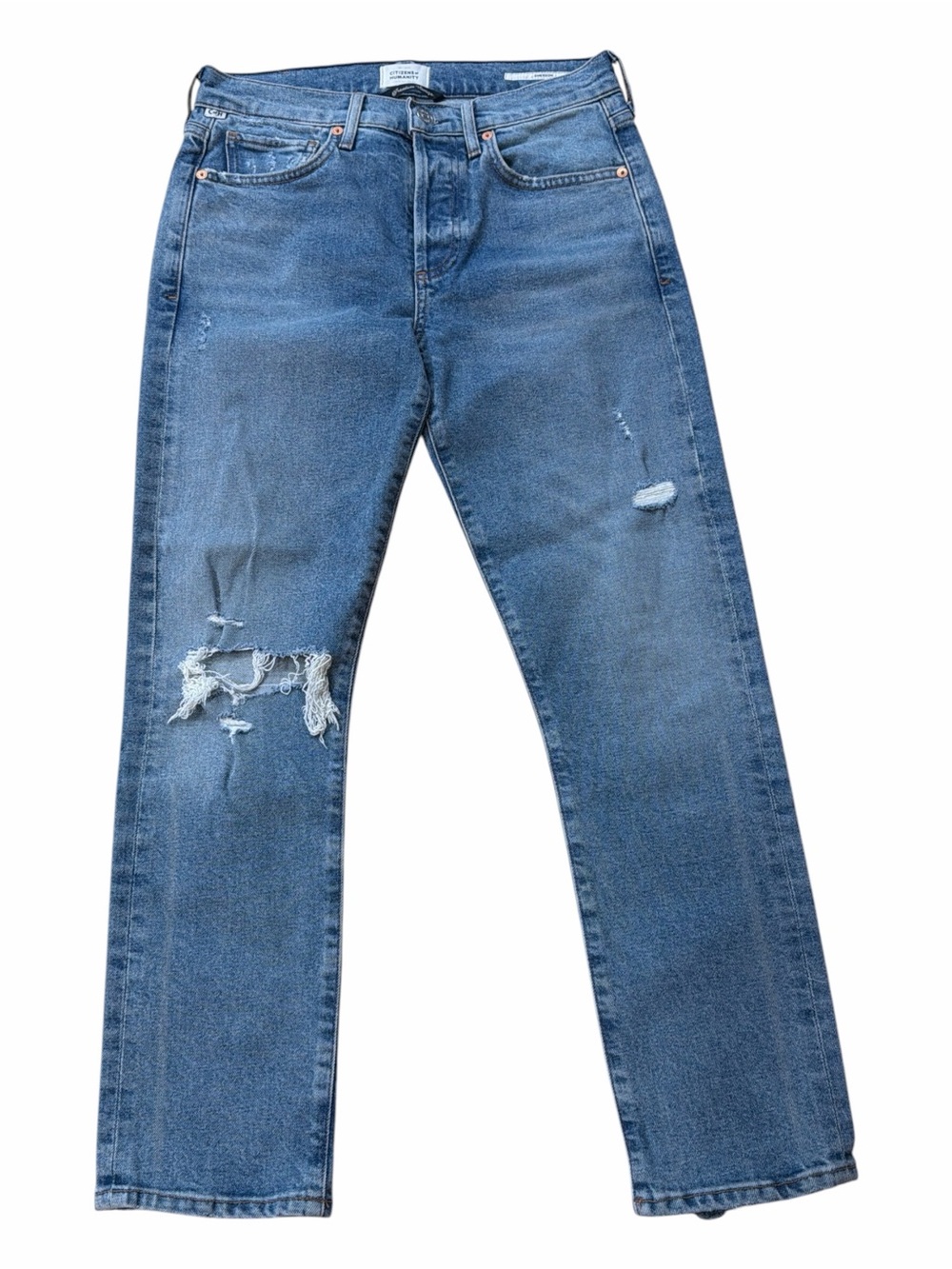 Citizens of Humanity Emerson Jeans Distressed Knee Ripped Slim Boyfriend Jeans